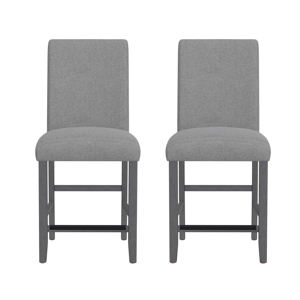Zeph Upholstered Barstools Set of 2 with Comfortable Upholstery - Light Brown or Dark Gray