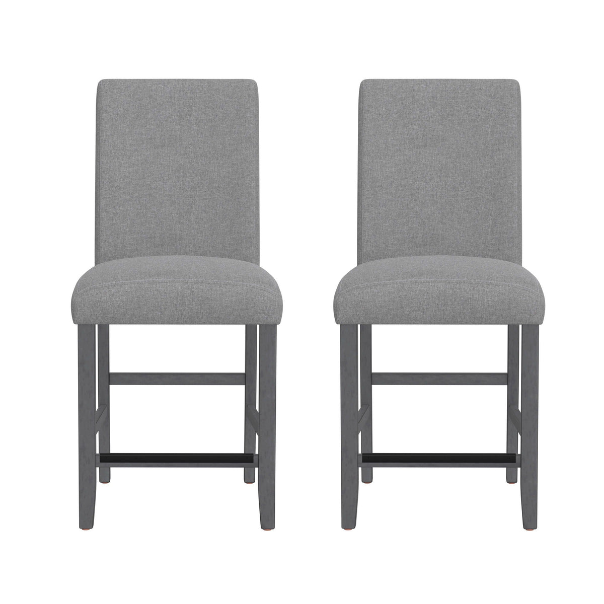 Zeph Upholstered Barstools Set of 2 with Comfortable Upholstery - Light Brown or Dark Gray