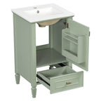 Retro Bathroom Vanity With Sink with Soft-Closing Doors - Green or Dark Gray