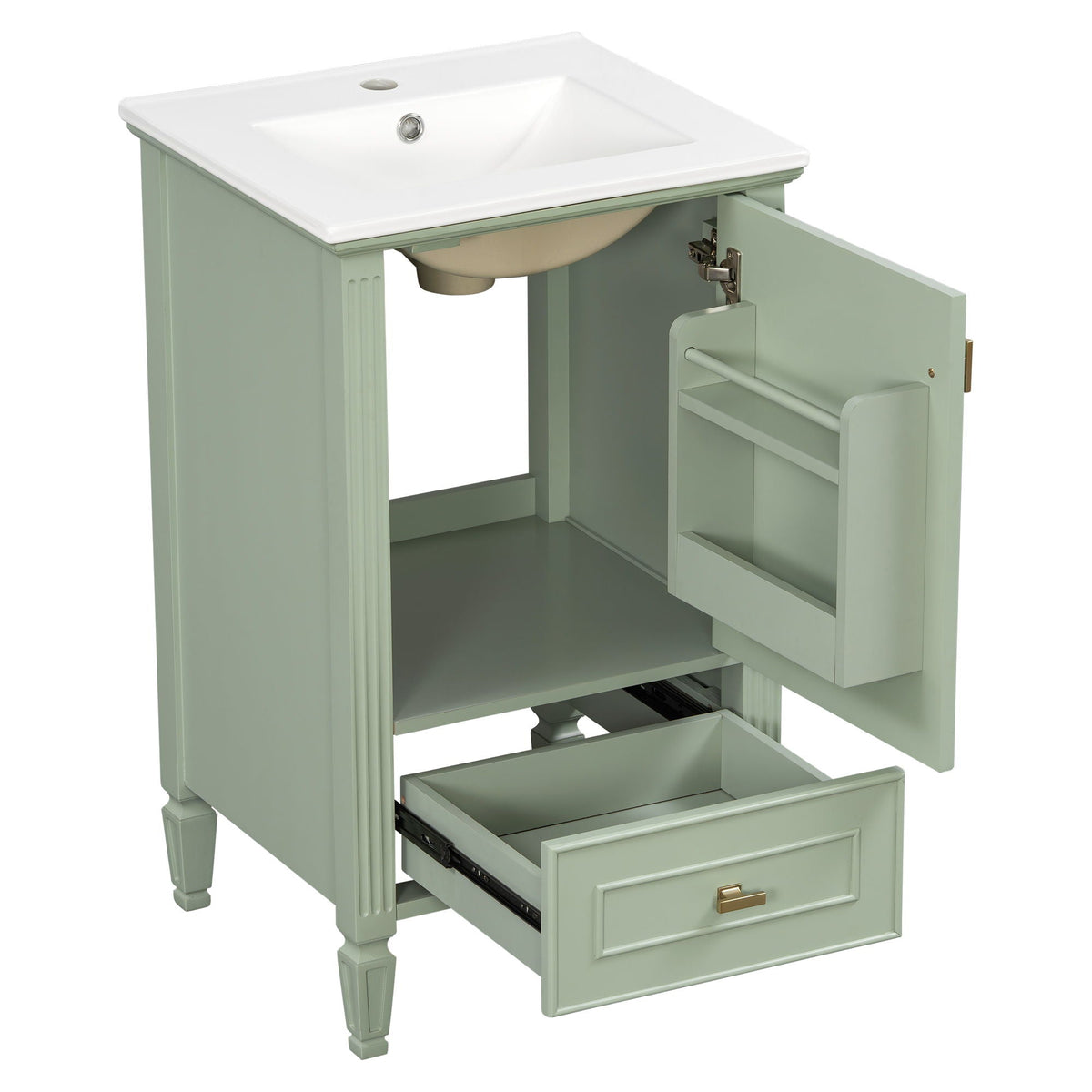 Retro Bathroom Vanity With Sink with Soft-Closing Doors - Green or Dark Gray