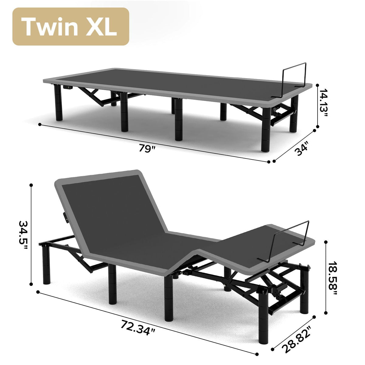 Adjustable Bed Frame with Massage & Wireless Remote - Dark Gray