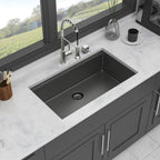 Gunmetal Black Workstation Kitchen Sink with Multifunction Ledge - 33" Undermount