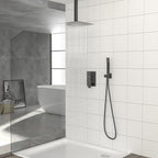 Dual Shower Head 10" Ceiling Mount Shower System with Rough In Valve - Matte Black