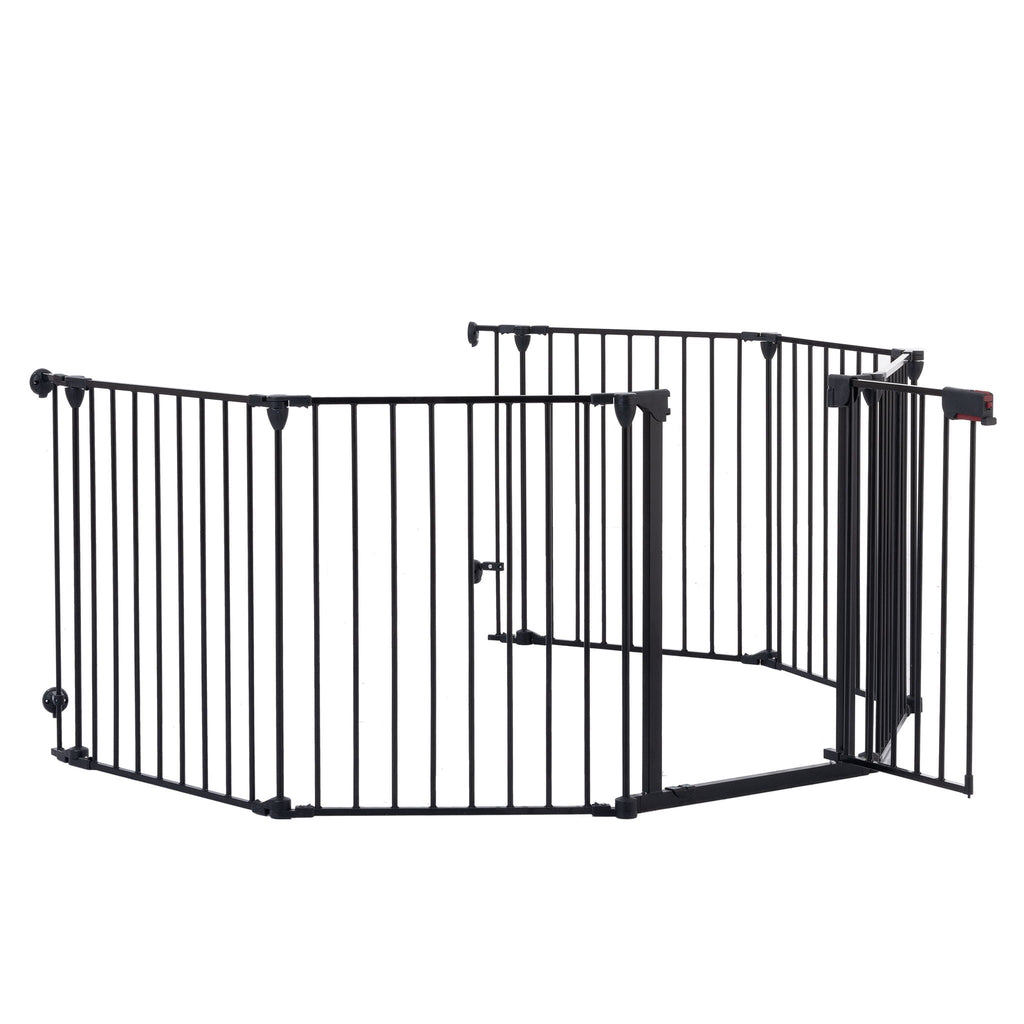 Adjustable Metal Safety Gate Play Yard with Pivoting Panels - Black