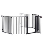 Adjustable Metal Safety Gate Play Yard with Pivoting Panels - Black