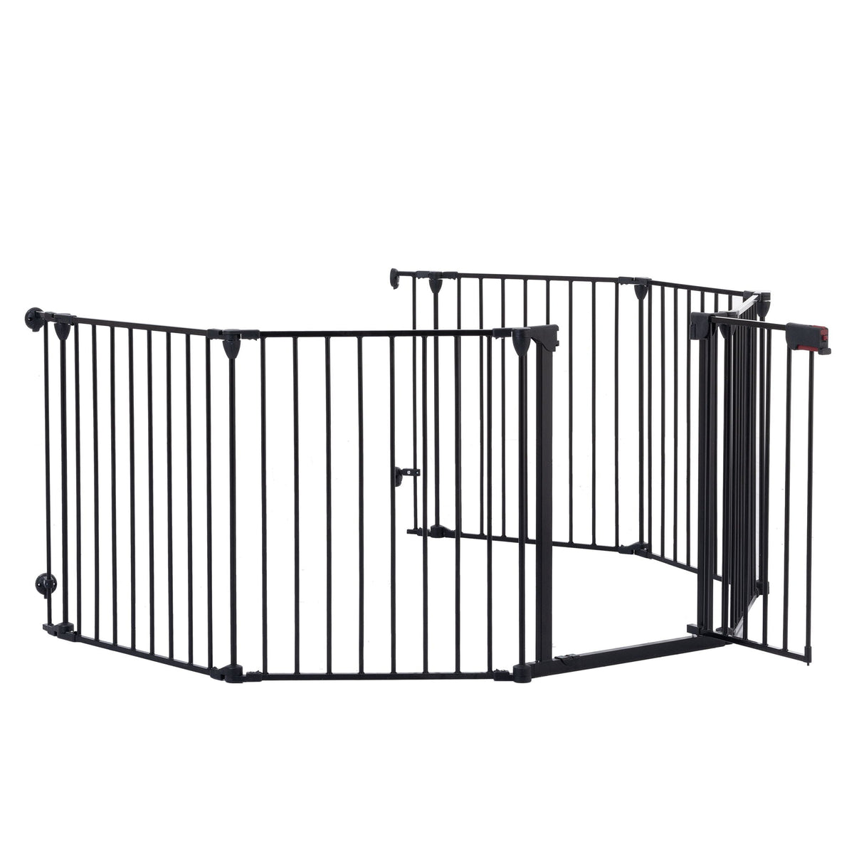 Adjustable Metal Safety Gate Play Yard with Pivoting Panels - Black