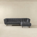 L Shape Sectional Sofa Tufted with Mid-Century Modern Design - Dark Gray or Beige