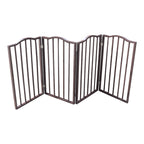 Freestanding Folding Pet Gate with Solid Populus Wood - Dark Brown