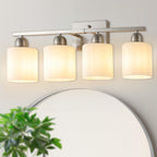 Modern 4-Light Bathroom Fixture with Nickel Finish