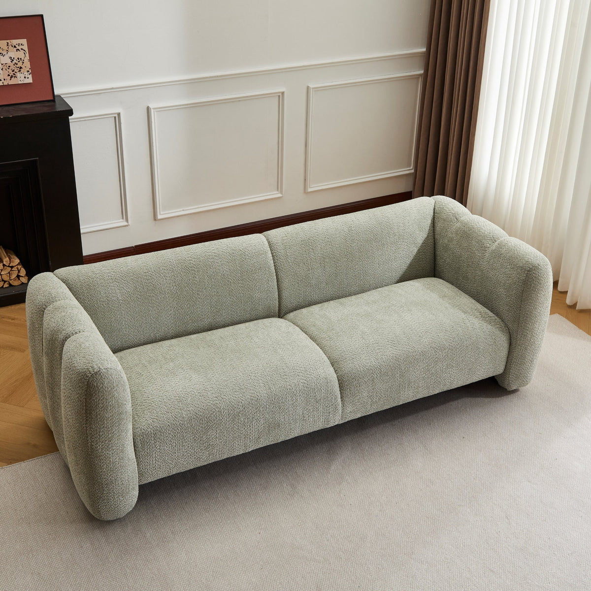 Boucle 3-Seater Sofa with Wave Design - 83"