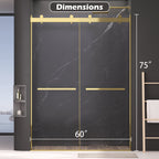 Frameless Sliding Shower Door with Soft-Close – Clear Tempered Glass