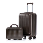 ABS Spinner Wheel Luggage Set with Cosmetic Case - Brown