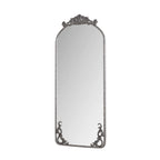 Full Body Arched Mirror with Vintage Carved Applique - Bronze or Pearl Silver