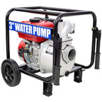 Gas Engine Powered Water Pump with Wheels and Handle – Black/Red