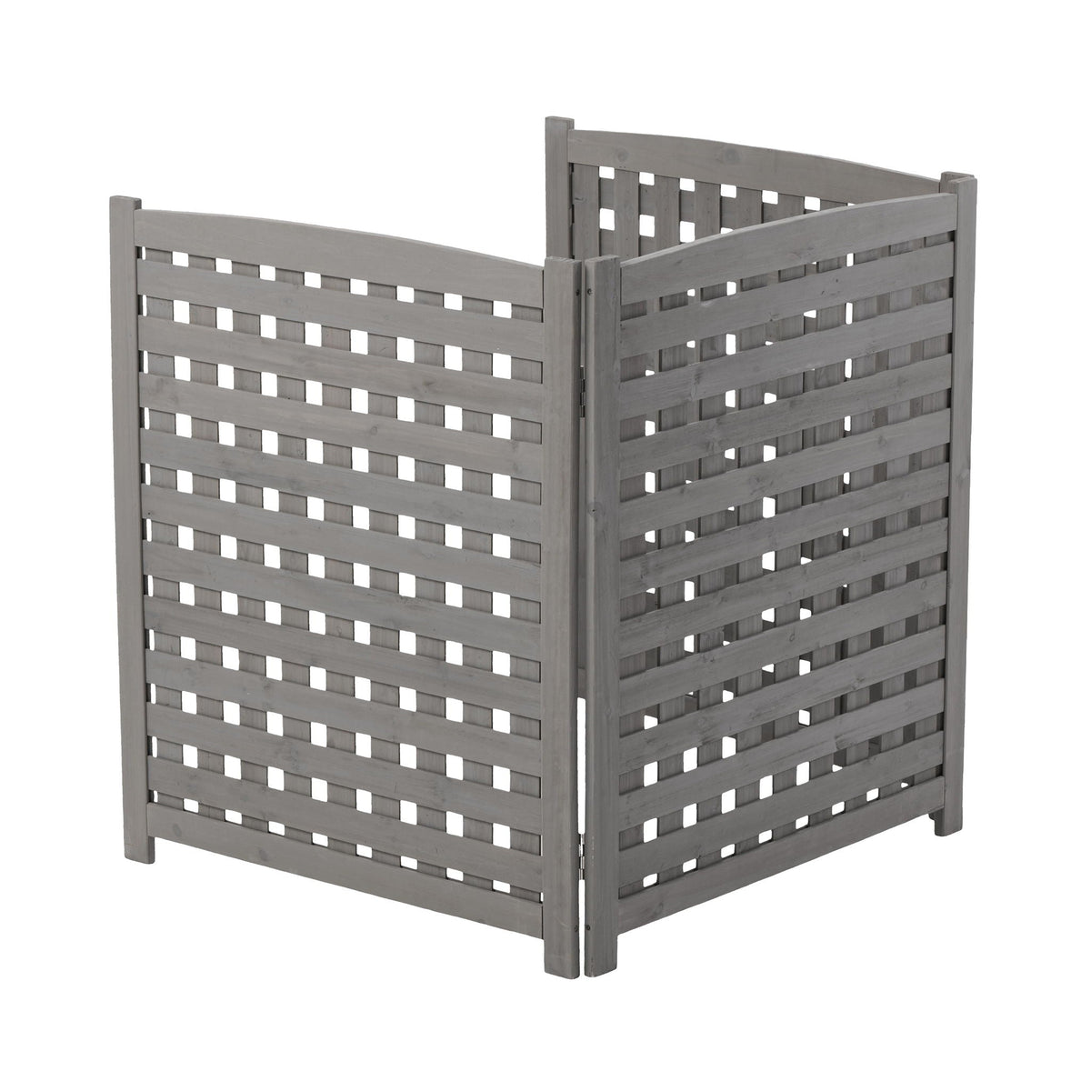 3 Panel Outdoor Air Conditioner Fence Screen with Solid Wood - Light Brown or Dark Gray