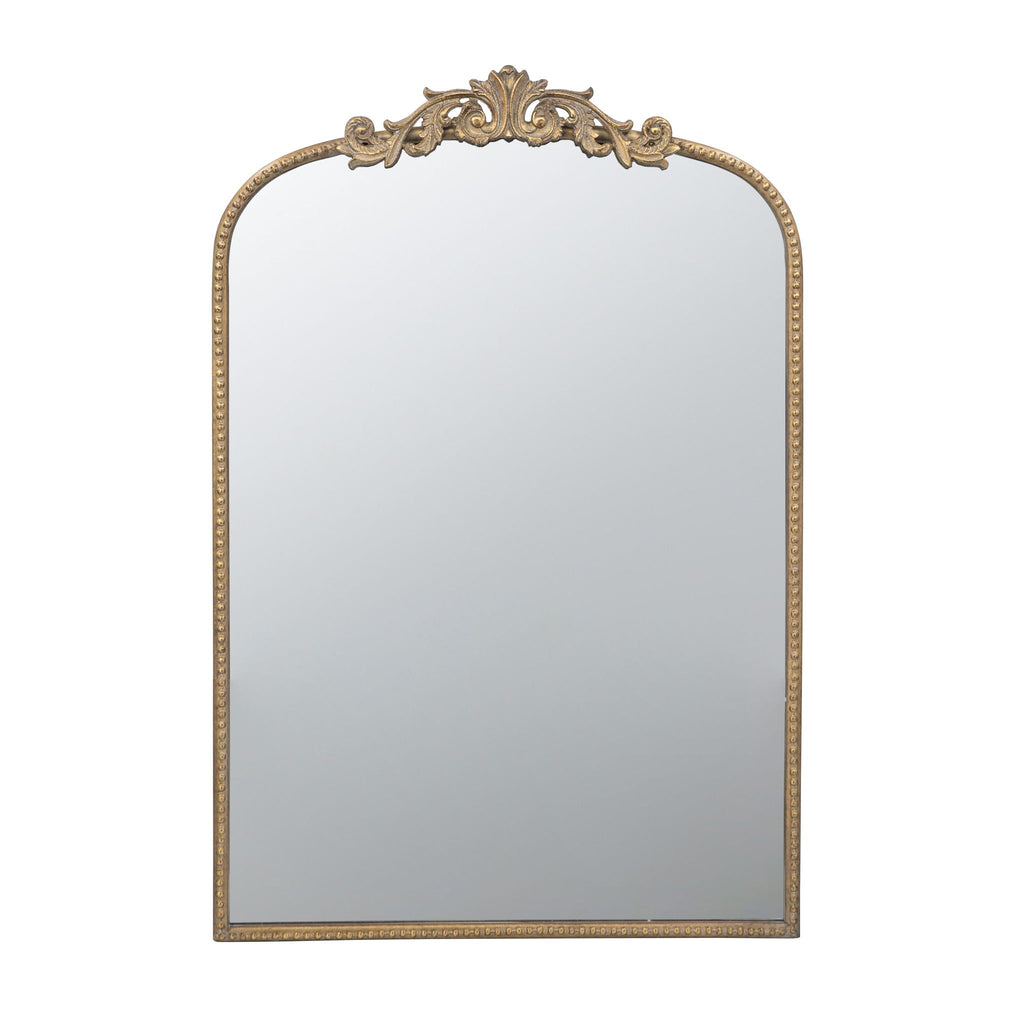 Baroque Inspired Arch Wall Mirror with Ornate Design - Gold or Black
