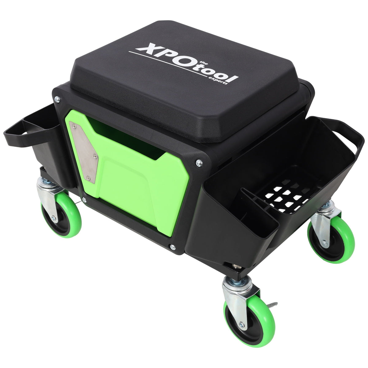 Heavy Duty Mechanic Stool with Wheels and Soft Rubber Cushion - Green