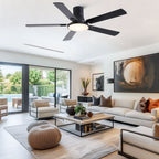 Flush Mount Ceiling Fan with LED Light and Remote Control - Black, White, Pearl Silver
