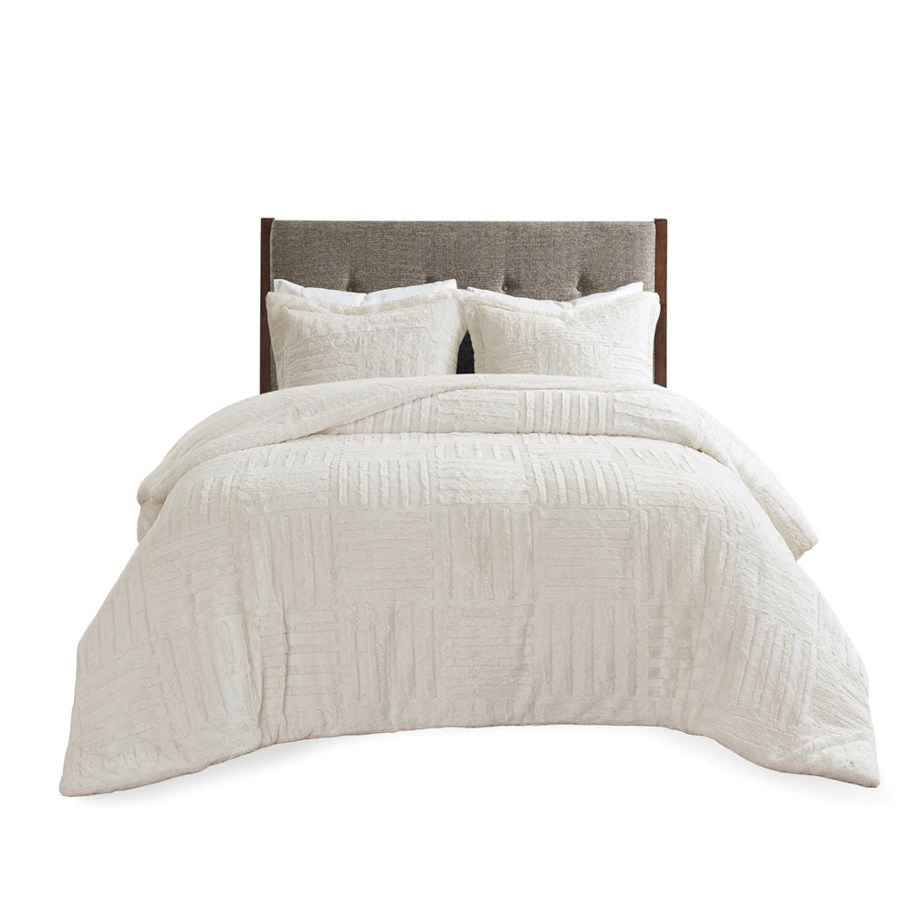 Ivory Fur Down Alternative Comforter Mini Set with Hypoallergenic Filling