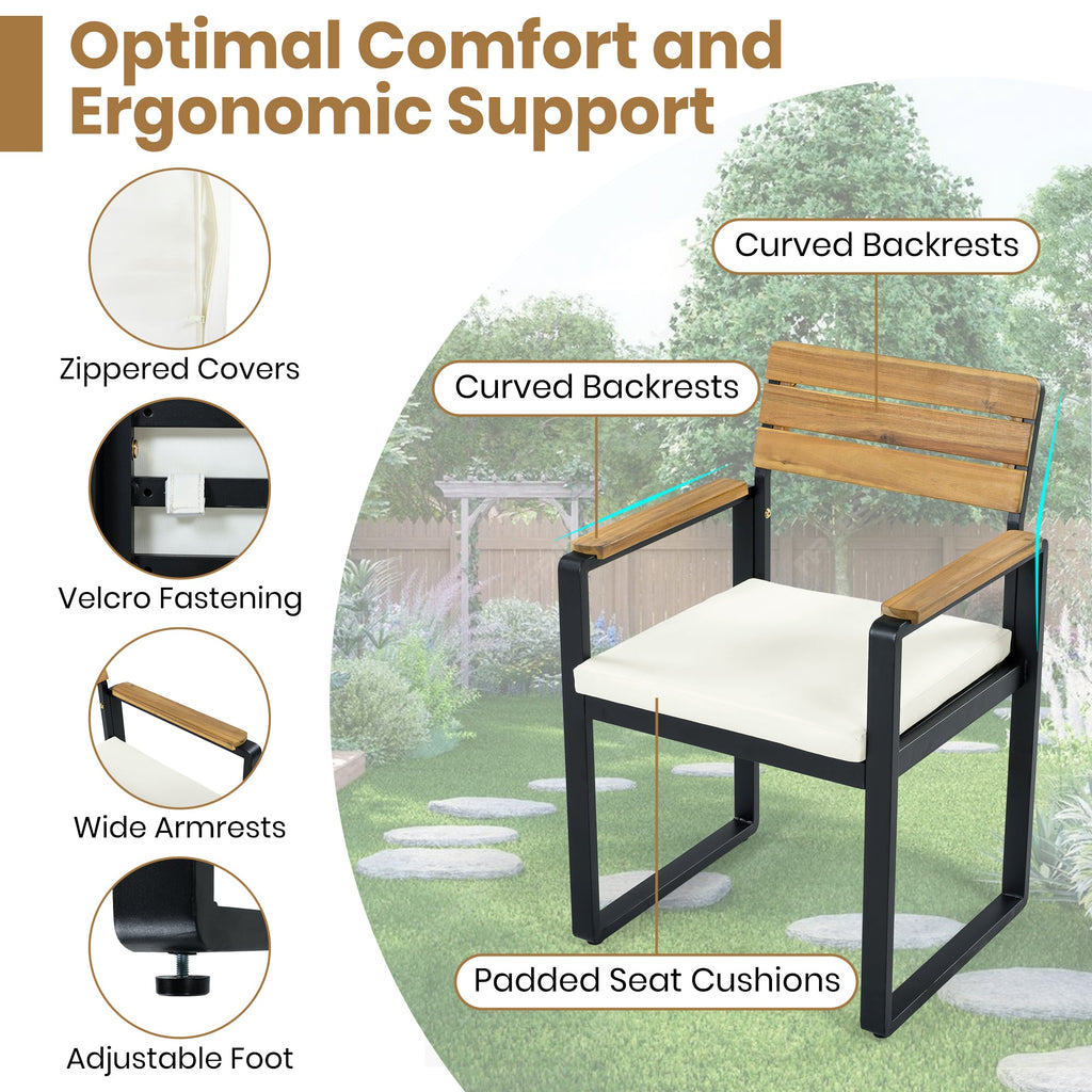 6-Piece Outdoor Dining Set with Acacia Wood - Beige or Gray