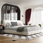 Tufted Headboard Upholstered Bed with Ultra-Soft Cloud Pillow Design - White or Black