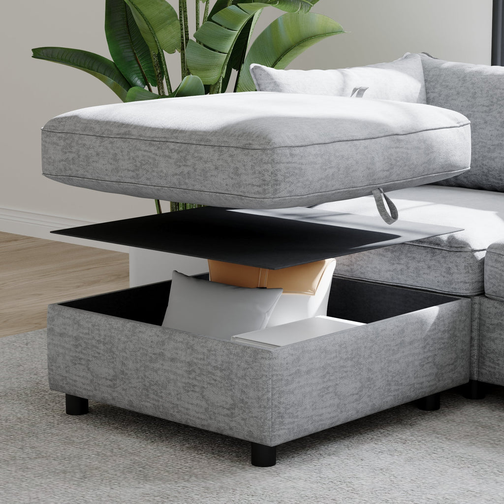 Modular Sectional Sofa with Storage - Chenille Upholstery