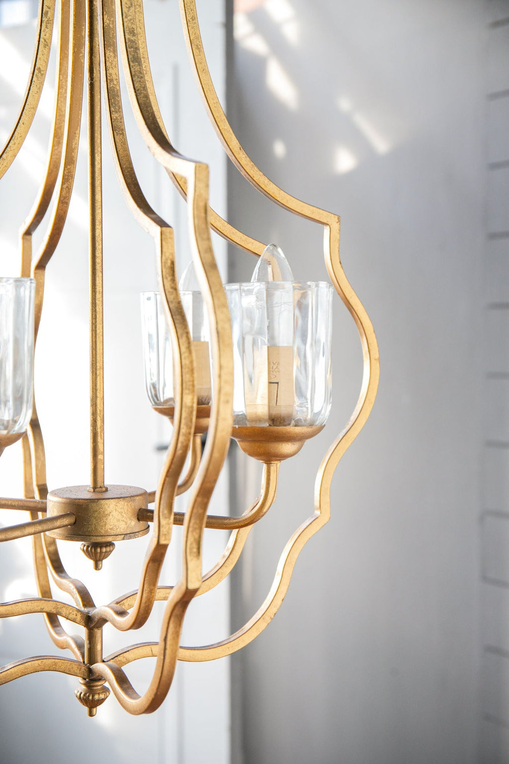 4 Light Metal Chandelier, Hanging Light Fixture - Gold