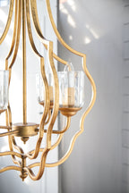 4 Light Metal Chandelier, Hanging Light Fixture - Gold