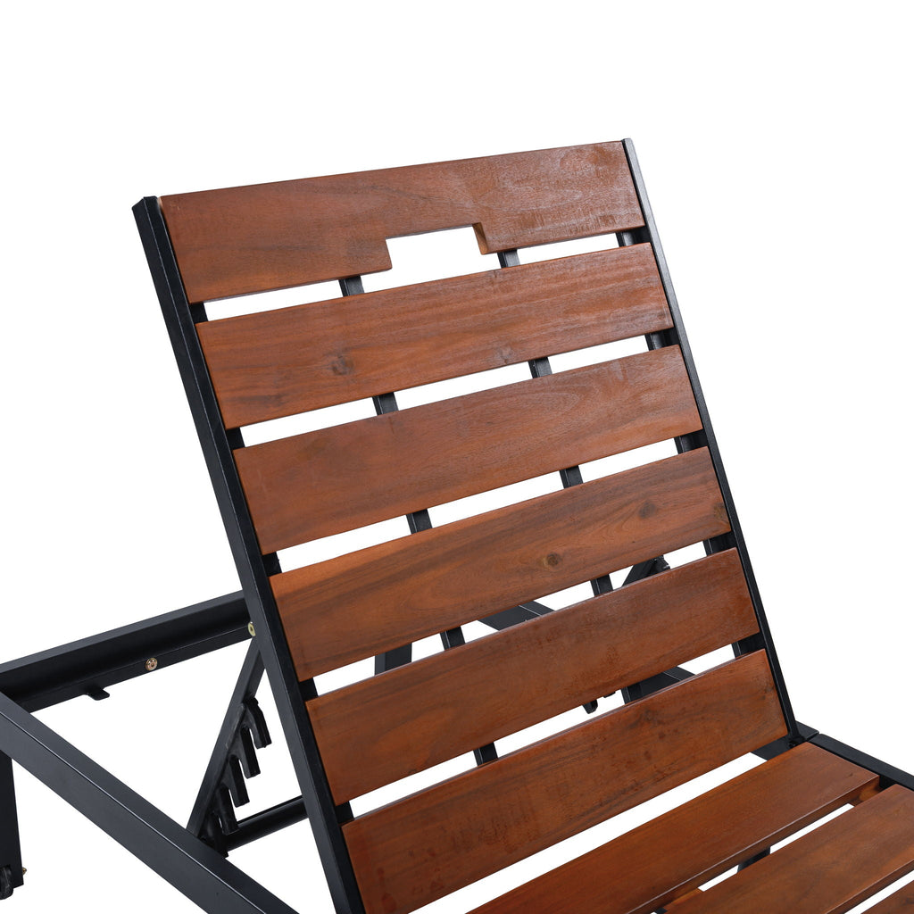 Outdoor Chaise with Adjustable Backrest - Light Brown or Dark Brown