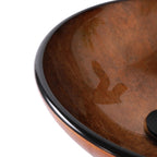 Tempered Glass Vessel Sink with Pop-Up Drain - White, Pearl Silver, Dark Brown, Dark Gray