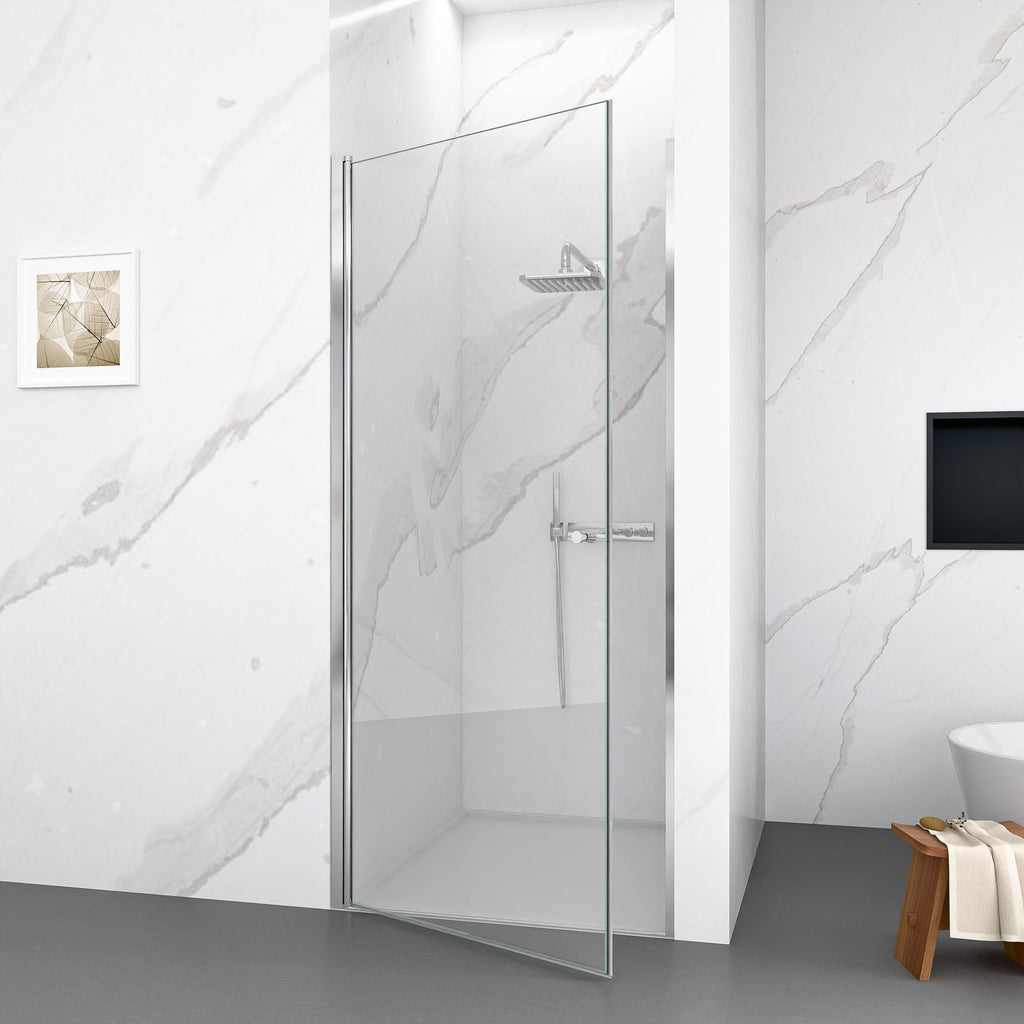 34"W x 72"H Frameless Circular Pivot Shower Door with Tempered Glass - Chrome