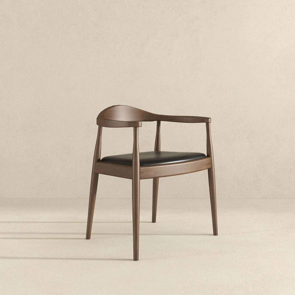Mid-Century Modern Dining Chair with Armrests - Dark Gray or Dark Brown