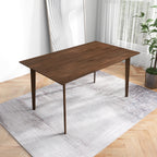 Mid-Century Modern Solid Wood Dining Table with Beveled Edges - Dark Brown or White