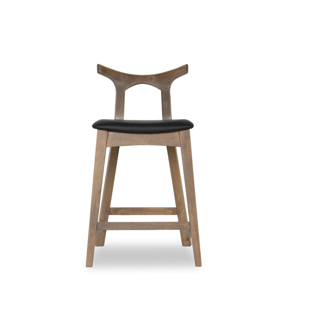 Upholstered Square Bar Chair Set with Solid Wood Frame - Dark Gray or Black