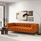 Mid Century Modern Sofa with Pet-Friendly Upholstery - White, Green, Orange