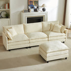 Modular Sectional Sofa, 110 Inch L-Shaped Couch with Movable Ottoman - Chenille