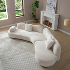 Modern Curved Modular 5 Seater Sofa with Plush Pillows - White or Beige