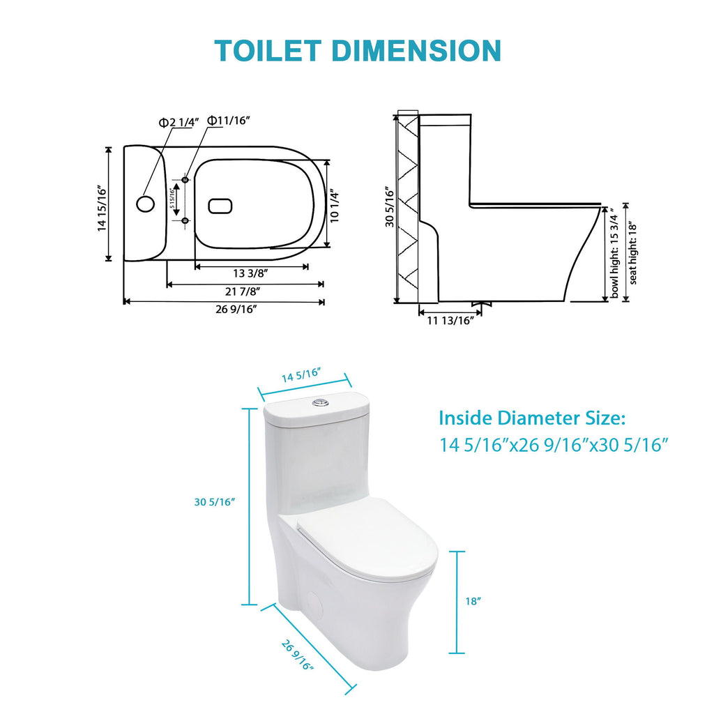 Dual Flush 1-Piece Toilet with Soft-Closing Seat - White