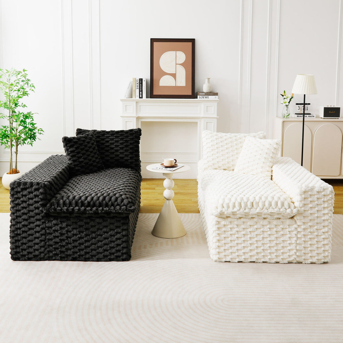Luxury Multifunctional Sofa for Living Room with Adjustable Layout - Black, Dark Green, White, Pink