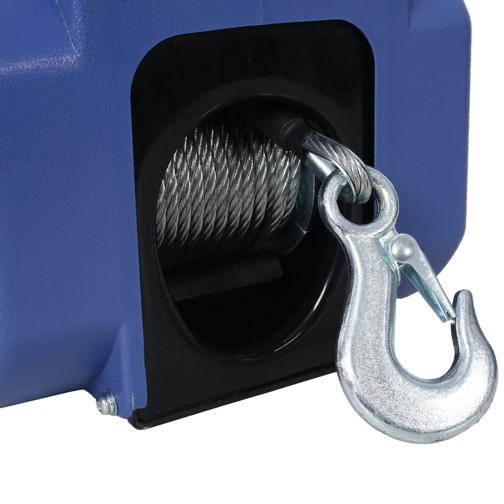Reversible Electric 12V Trailer Winch with Galvanized Wire Rope - Blue