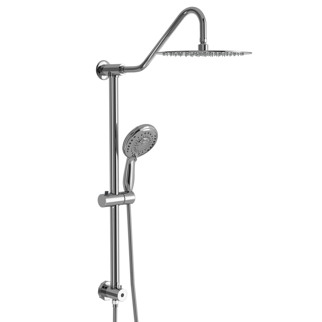 Shower System with 5 Function Rain Hand Shower and Slide Bar Combo - Pearl Silver, Gray, or Black