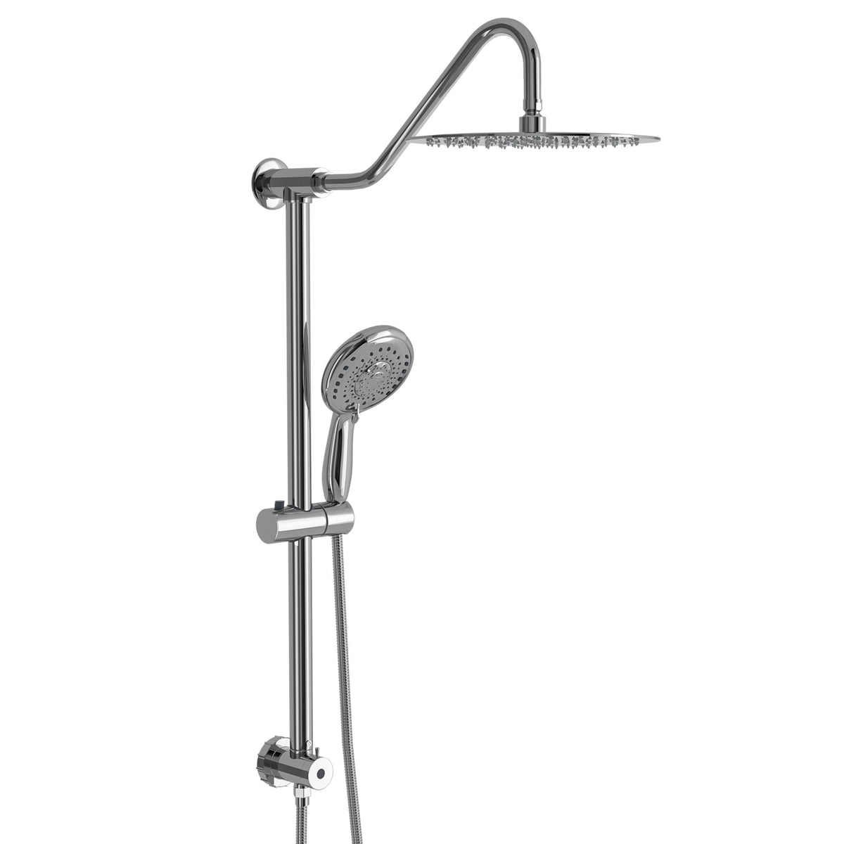Shower System with 5 Function Rain Hand Shower and Slide Bar Combo - Pearl Silver, Gray, or Black