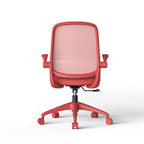 Ergonomic Office Chair with Mesh Back and Flipping Armrests - Red
