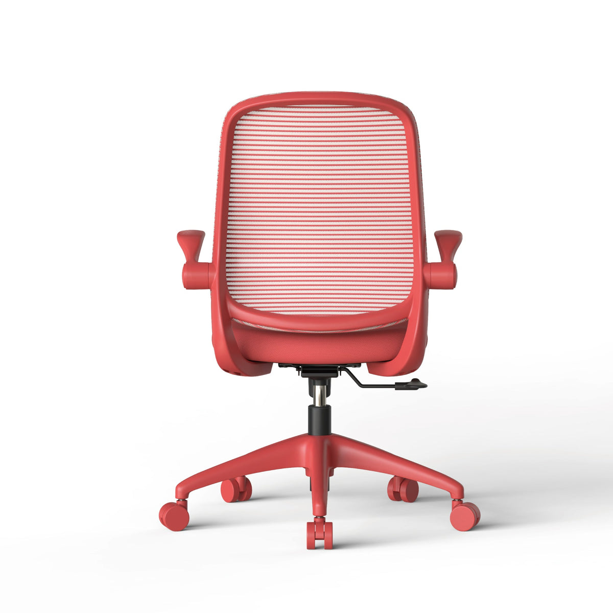 Ergonomic Office Chair with Mesh Back and Flipping Armrests - Red