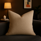 Soft Neutral Throw Pillow with Bouclé Texture - Beige