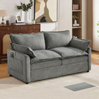 Modern Loveseat Sofa with Side Storage Pockets - Green, Beige, or Dark Gray