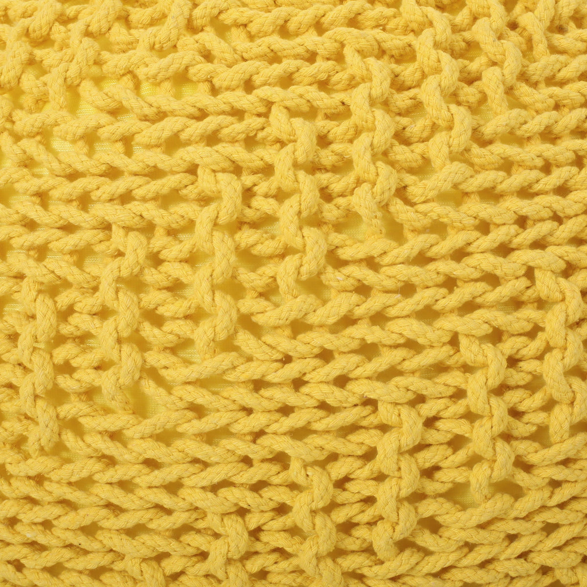 Knitted Round Pouf Ottoman with Polystyrene Bead Filling - Purple or Yellow