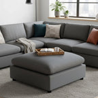 Caylie Upholstered Ottoman with Removable Covers - Beige or Dark Gray