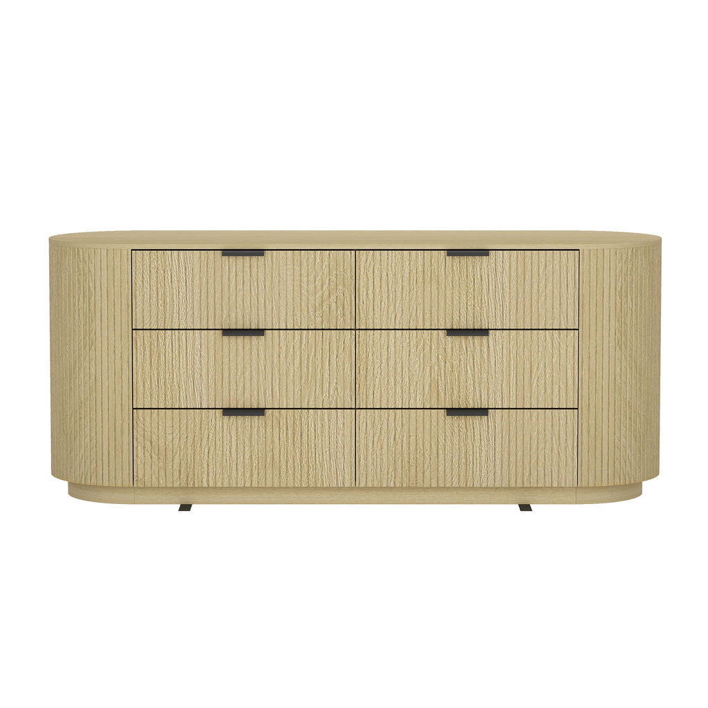 Oak Dresser with 6 Drawers - Modern Solid Wood Construction