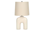 Modern Cream Resin Table Lamp with Beige Linen Shade